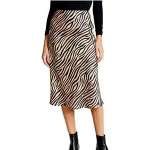 RE NAMED- Zebra Satin Midi Skirt